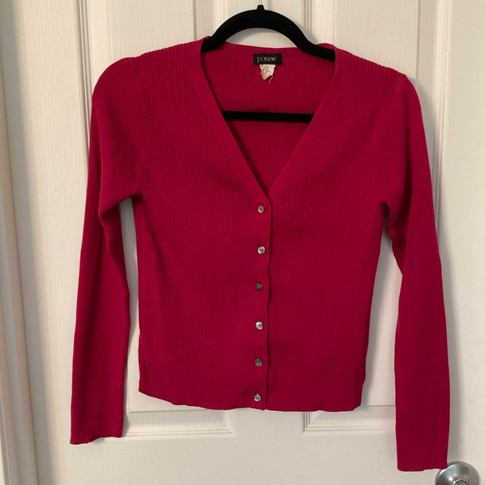Women’s JCrew pink/magenta cardigan, size S